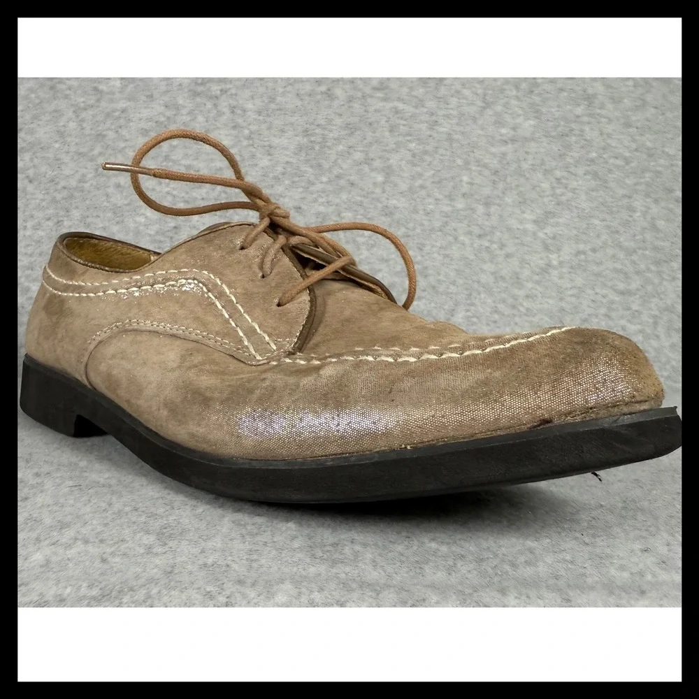 Vintage Hush Puppies Womens Moc Toe Oxford Shoes Size‎ 8 Taupe Beige Suede Sheen
